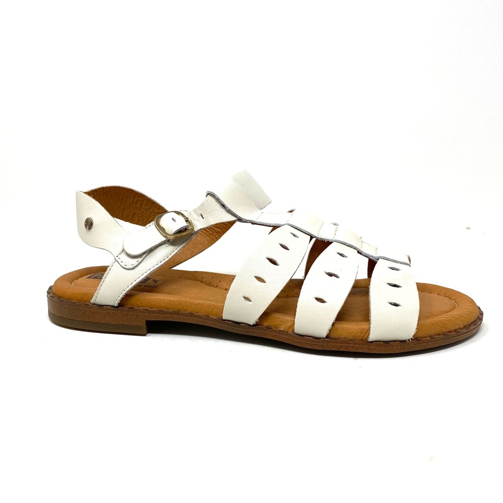 Pikolinos Algar Nata White Leather Flat Sandals Size 40 New in Box